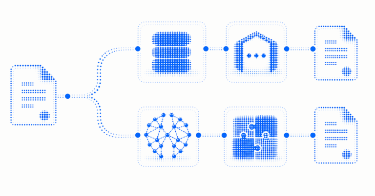 Two protected AI return paths compare a privacy vault API with in-environment Reconstruction.