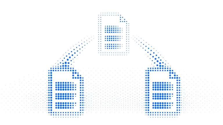 Three dotted data records connected across an on-prem Reconstruction architecture.