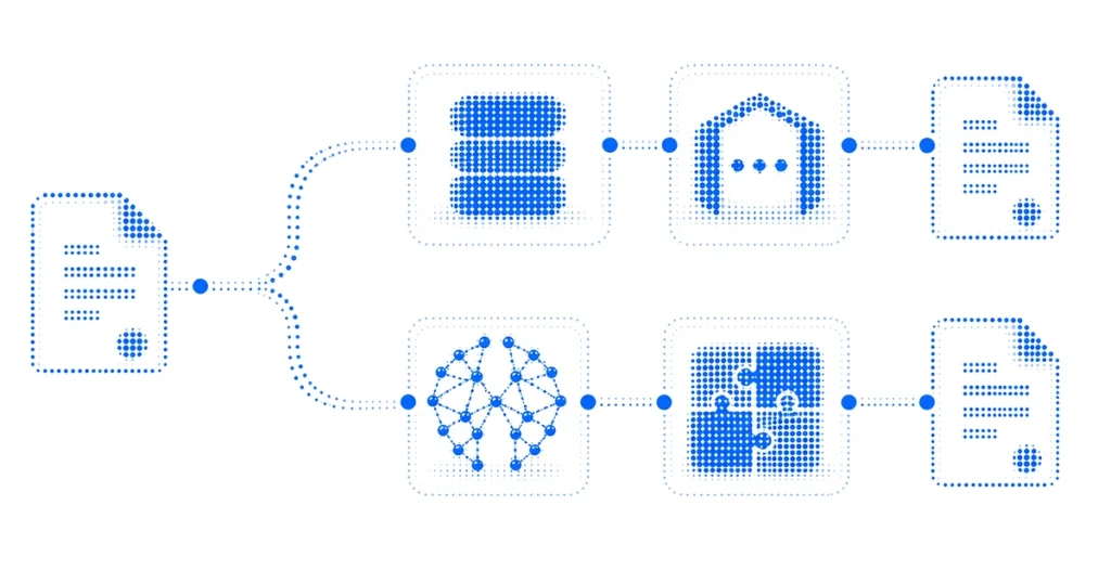 Two protected AI return paths compare a privacy vault API with in-environment Reconstruction.