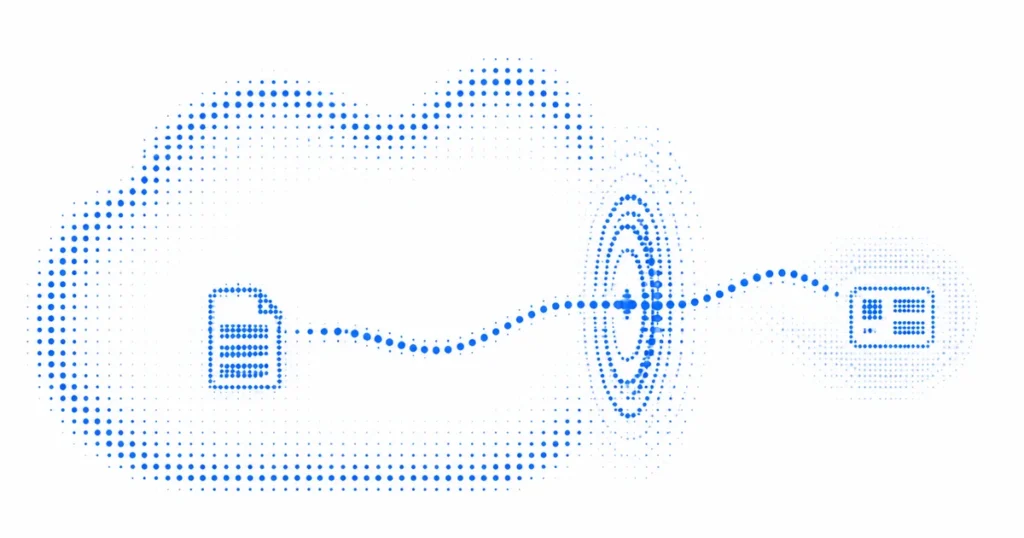Data residency for AI shown as a source record staying inside a dotted region while a protected request crosses the model boundary.