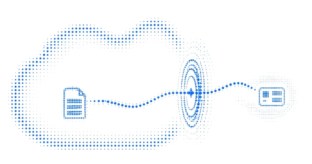 Data residency for AI shown as a source record staying inside a dotted region while a protected request crosses the model boundary.