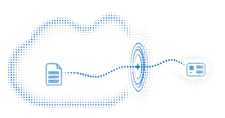 Data residency for AI shown as a source record staying inside a dotted region while a protected request crosses the model boundary.