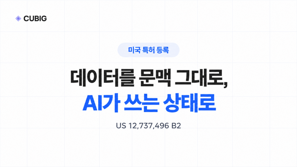 데이터를 문맥 그대로 AI가 쓰는 상태로, 미국 특허 US 12,737,496 B2